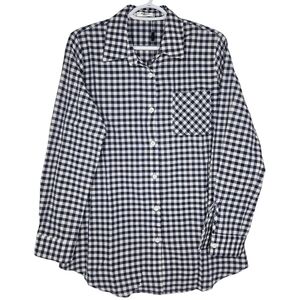 ZEAGOO Women's Plaid Button Down Shirt Navy White Size Medium NWT